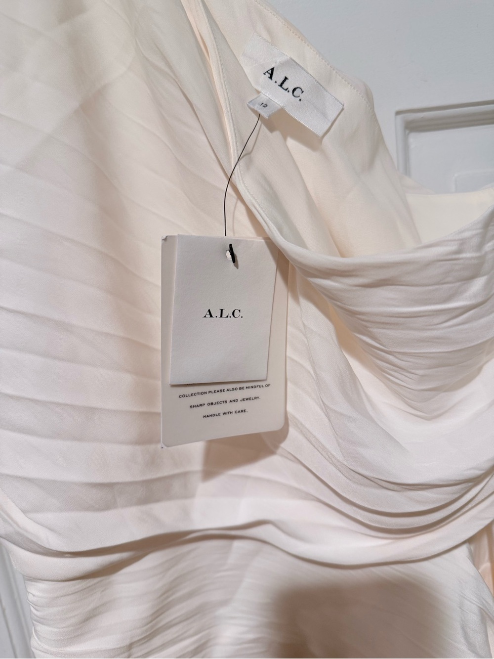A.L.C. White Pleated One-Shoulder Dress
